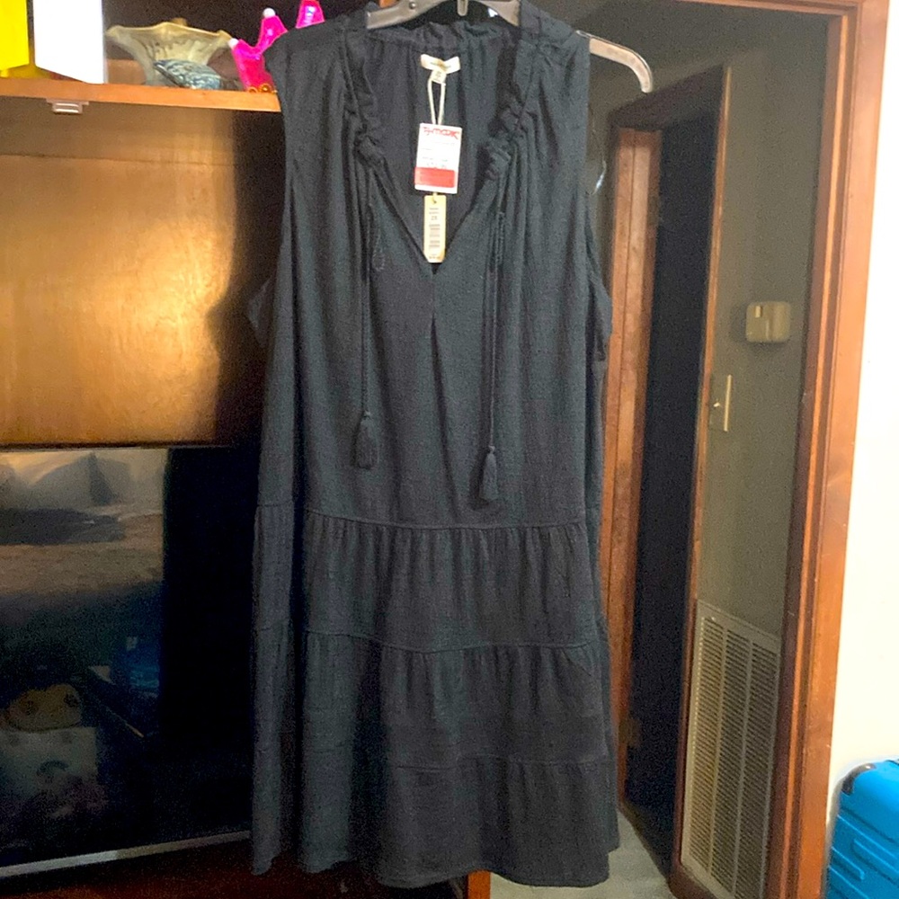 Black Sleeveless Dress with Ruffle Details